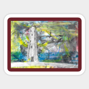 The abstract lighthouse in front of the abstract sea of ​​Livorno Sticker